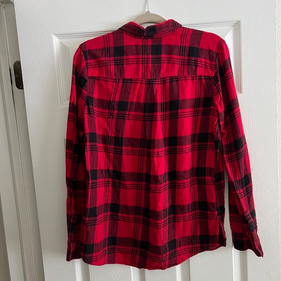 Express Red Plaid Flannel Shirt - Picture 5 of 7